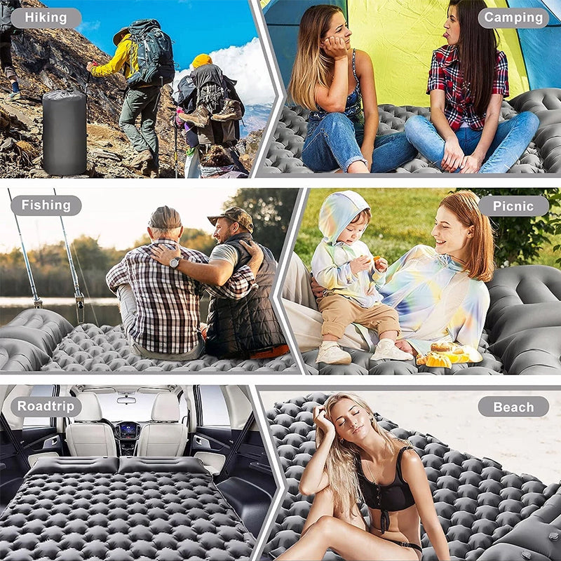 Ultralight Inflatable Sleeping Pad with Pillow - 1-2 Person Camping Mattress