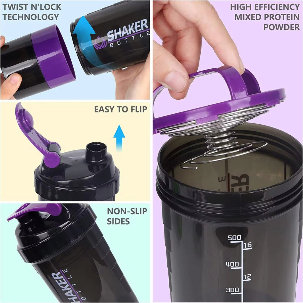 Large capacity protein powder shaking cup 550ml portable sports and fitness water cup with scale
