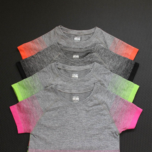 Gym Women's Sport Shirts Quick Dry Running T-shirt Sleeve Fitness Clothes Tees & Tops Deporte Mujer P096