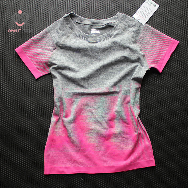 Gym Women's Sport Shirts Quick Dry Running T-shirt Sleeve Fitness Clothes Tees & Tops Deporte Mujer P096