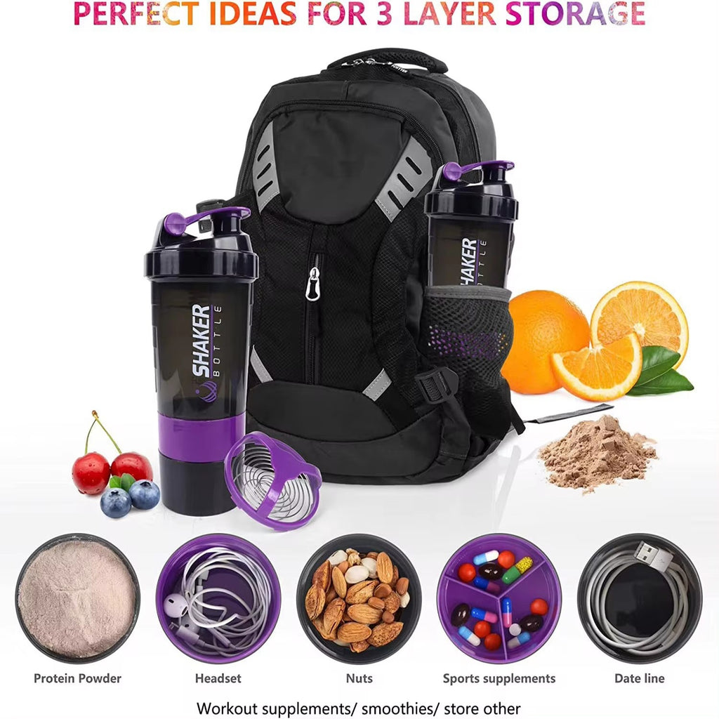 Large capacity protein powder shaking cup 550ml portable sports and fitness water cup with scale